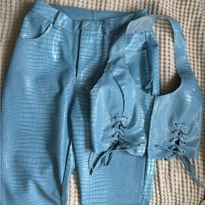 Princess Polly Harmonious Leather/ Croc Halter and Pant Set